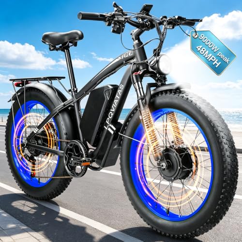 9000W Peak Electric Bike for Adults 48MPH Dual Motor Ebike 58V Peak 34AH Removable Battery 105 Miles Range, 24" *4.0 Fat Tire Electric Bike, Hydraulic Disc Brake for Mountain Dirt Commuter Men Women