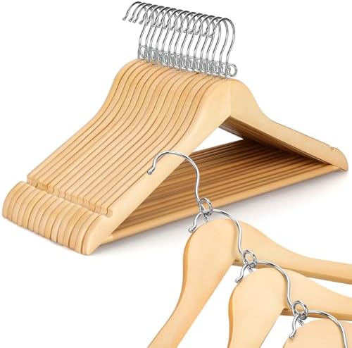 Topia Hanger Space Saving Cascading Wooden Hangers 30 Pack, Coat ...