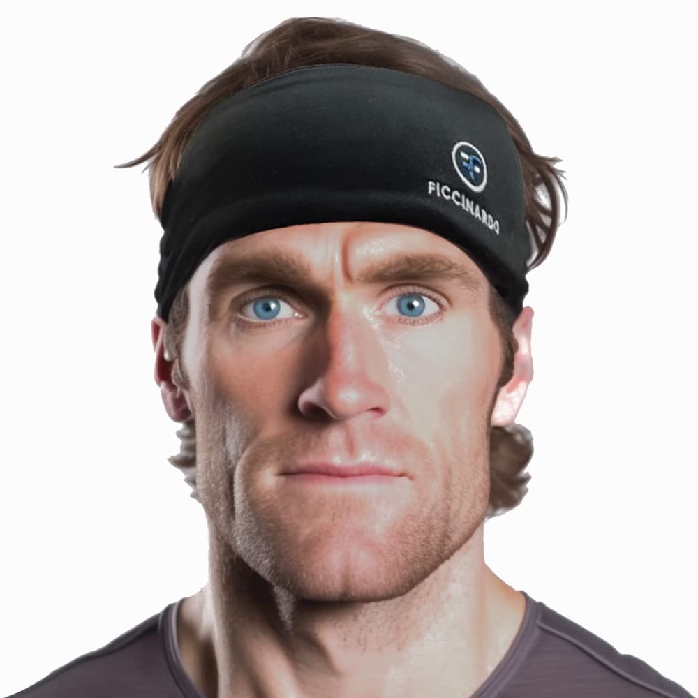 Heavy Duty Sports Sweatband for Men and Women - Super Absorbent - 4 Layer Headband for Heavy Sweaters - No Drip - Hyper Wicking Technology - Black - One Size Fits Most