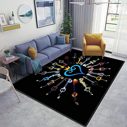 Kingdom Hearts Keyblade Area Rug, Non-Slip Floor Mat & Doormat for Bedroom, Indoor/Outdoor Kids Play Mat & Nursery Throw Rug