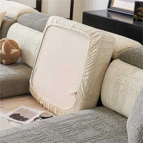 Funda para sofá seccional elástica lavable color café en forma de L 6