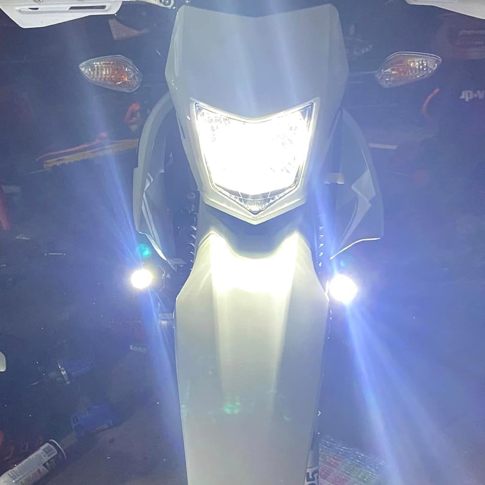 Motorcycle LED Auxiliary Light Kit with Connector Mount Brackets Wire Harness Compatible with Honda XR150 XR150L