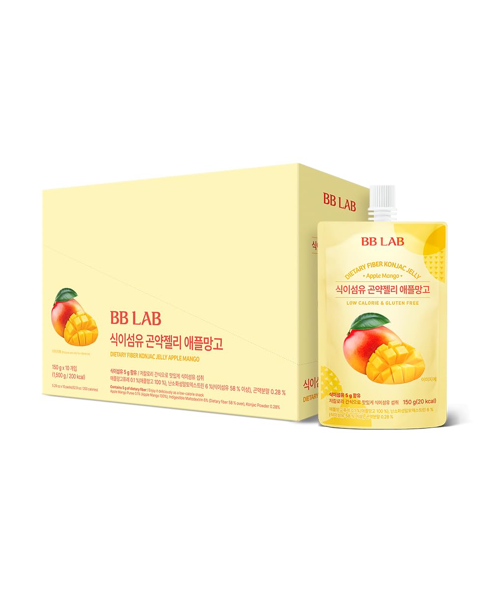 BB LAB Dietary Fiber Konjac Jelly, Apple Mango (10 Packs/52.9 oz)...