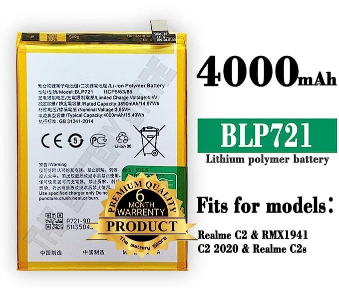 Image of Original BLP721 Battery for Realme C2 / RMX1941 C2 2020 / /C2s /Battery with 6 Month Warranty ***(Y0000081)