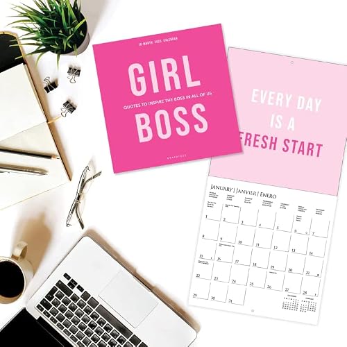 Graphique 2023 Girl Boss Wall Calendar | 12” X 12” | Thick Paper | Home & Office Organizer | Large Monthly Grid | 3 Languages & Marked Holidays | 4 Month Preview Page For 2024… #TOP2