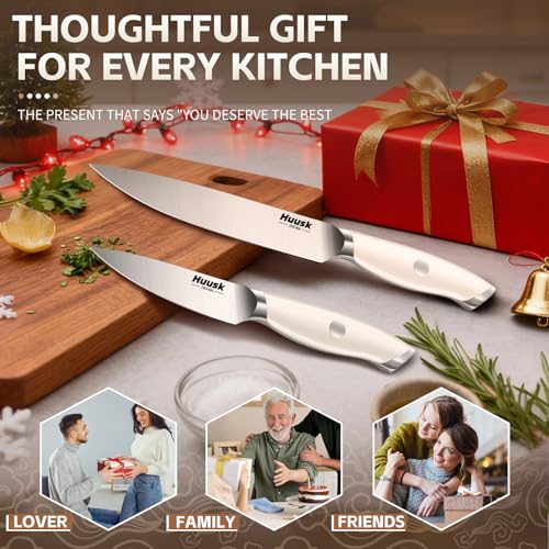 Image of Huusk Paring Knife Set - Razor Sharp 5 inch Utility & 3.5 inch Fruit Peeling Knives