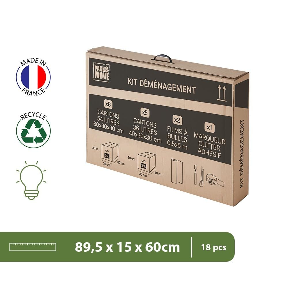 Pack and Move - Kit déménagement T1/T2 Complet - Transport Facile