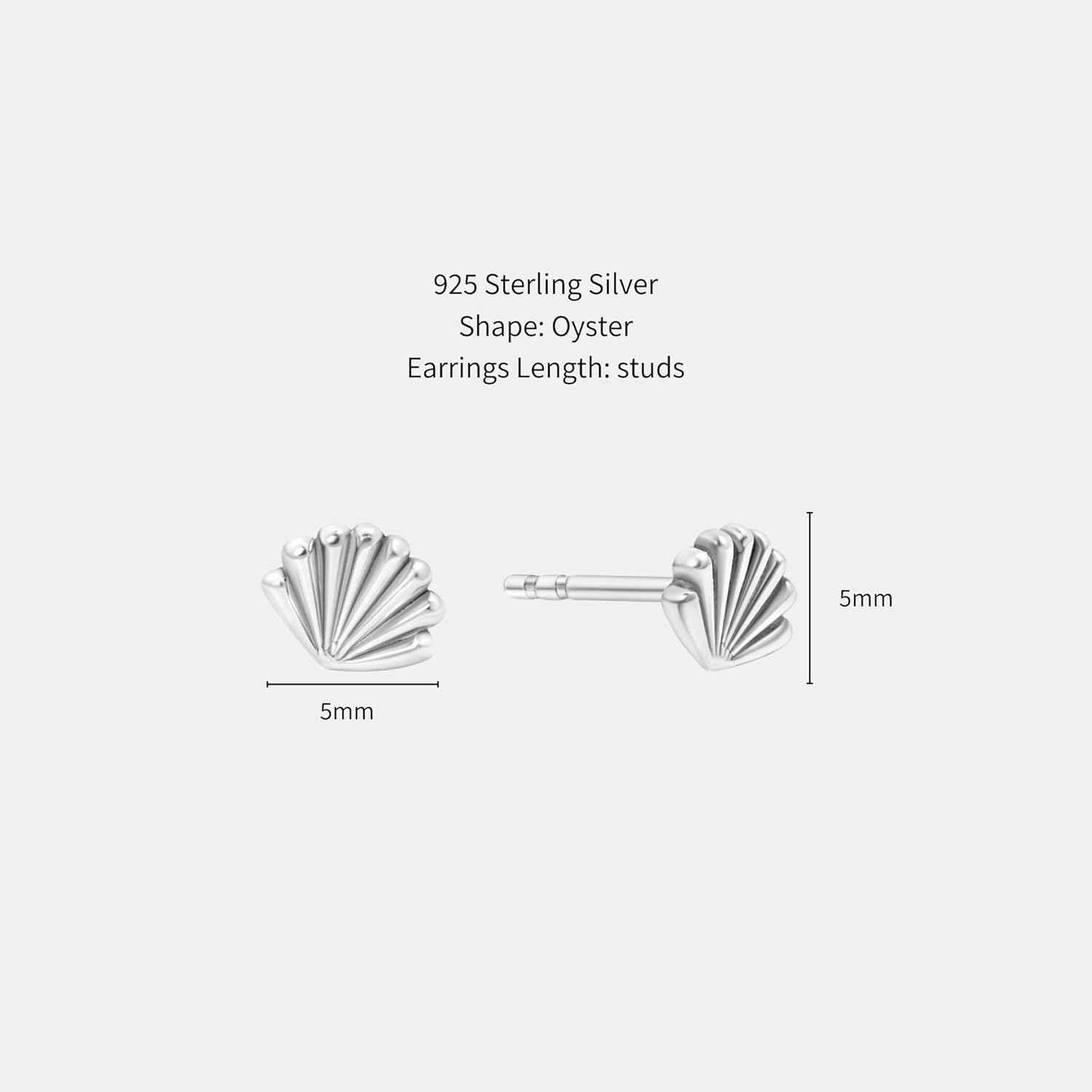 925 Sterling Silver Oyster Stud Earrings - Dainty Oyster Studs, Tiny Handmade Jewelry, Pushback Closure Earrings, Simple Minimalist Fashionable Gift for Young Women - Image 7