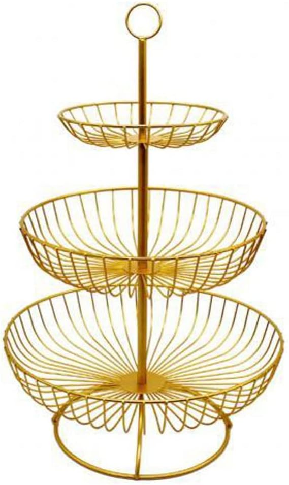 FMURY Round Metal Household Fruit Tray Tray Stand Storage Basket Snack Tray Cake Tray Candy Tray Tray(D)