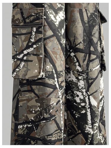 GORGLITTER Boy's Camo Baggy Jeans 8-12 Y2K Flap Pockets Vintage Straight Wide Leg Cargo Denim Pants4