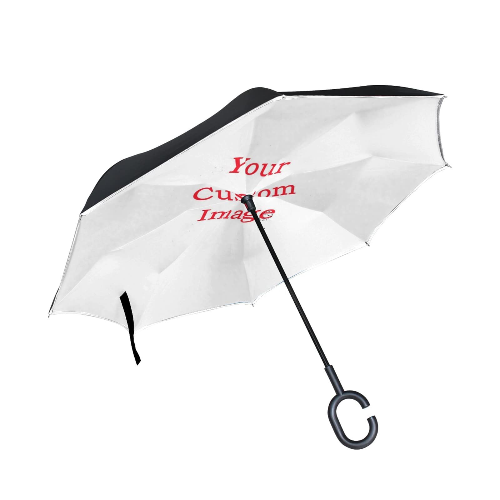 Paraguas personalizado, resistente al viento, plegable, para mujeres y hombres, mango largo, doble capa, invertido, para coche, paraguas personalizado