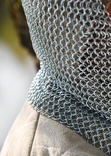 Kettenhaube, V-Auschnitt, ID9mm, verzinkt Mittelalter LARP Wikinger Fasching Kettenhemd Kettenringe chainmail coif - 6
