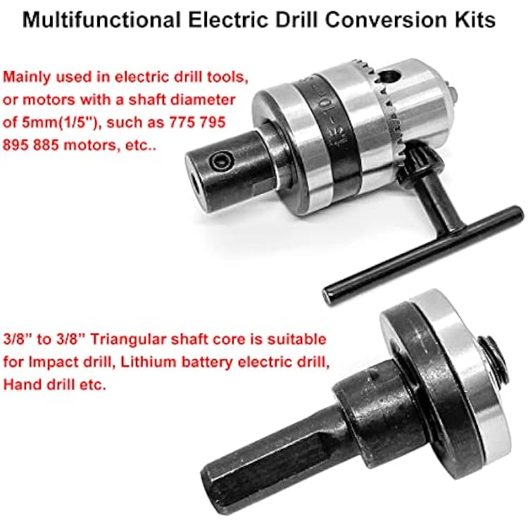 Electric Drill Chuck Angle Grinder Wheel Mandrel Adapter Disc Holder Spanner Shaft Connecting Rod 1/5-3/8inch Motor Shaft Coupler DIY Mini Saw Table Electrical Tool Fit for 5mm Shaft 775 795 895 Motor