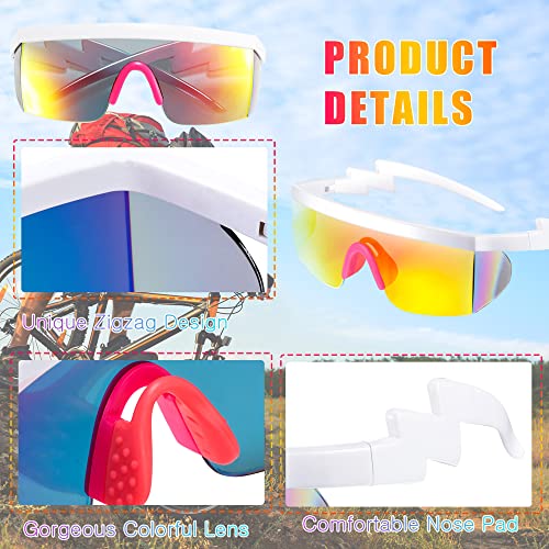 Image of Frienda 3 Pairs 80s Retro Sunglasses Semi Rimless Zigzag