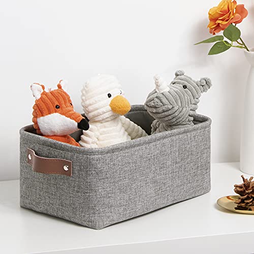 Image of DULLEMELO Small Collapsible Fabric Basket for Organizing, Shelves, Closets, Laundry, Nursery, Decorative Gift Basket (Gray)