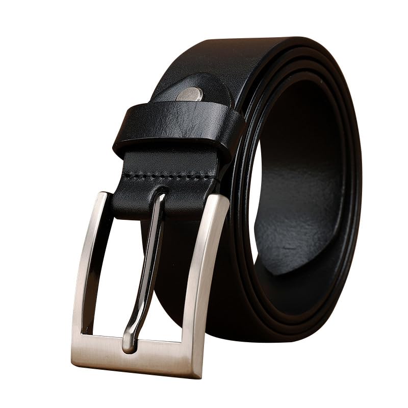 Men's Shiny Genuine Leather Belt - 38mm Wide Pin Buckle For Jeans & Work Retro Style2