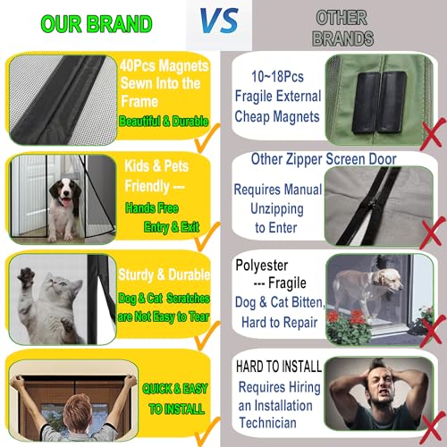 Image of Magnetic Garage Door Screen 16x12ft for 2 3 Car, Doors Durable Fiberglass Heavy Duty Mesh Magnetic Net, Pets Friendly Retractable for Carport Garage Patio Porch (Black, 16x12ft)