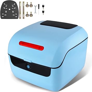 Square Motorcycle Top Box, Motorcycle Tour Tail Box Trunk, Motorcycle Luggage Box with Soft Backrest, for Scooters/Motorcycles with Tailstock,Blue