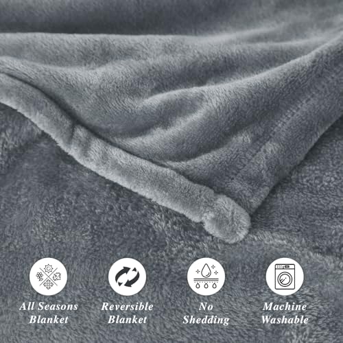 Image of Cloth Fusion Nimbus 280 GSM Fleece Blanket, Grey, Double 86x88 inches | Double-Brushed Both Sides, Anti-Pilling Weave, Colour-Lock Dye, Reinforced Stitching, Machine Washable