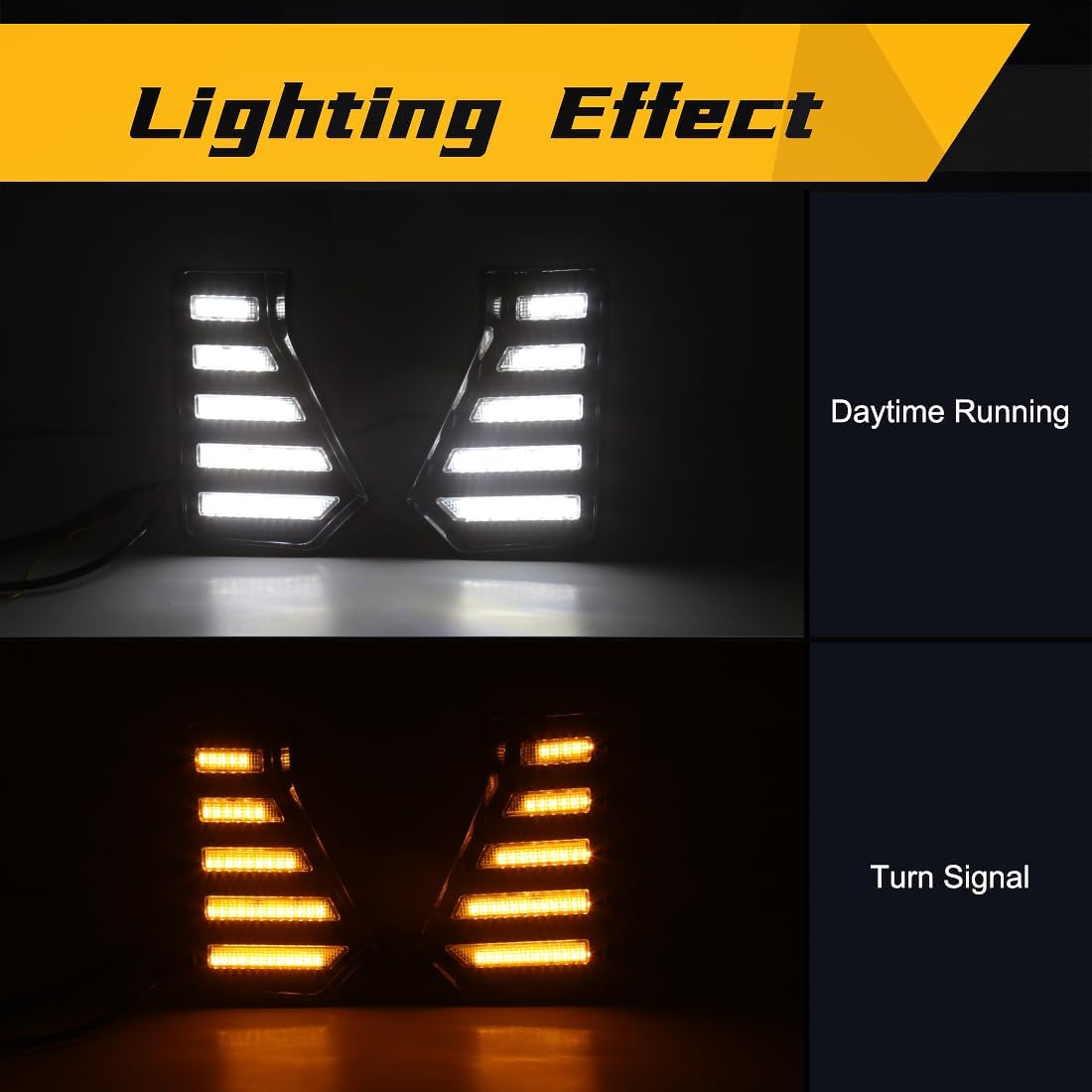 Daytime Running Lights For Toyota Tacoma 2024 2025 LED Front Bumper Fog Light Kit with Amber Turn Signal