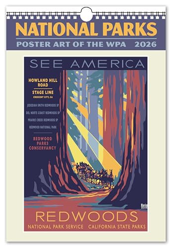 National Parks WPA Oversize Wall Calendar 13.4 x 19 Spiral Bound with Hanger (2026)