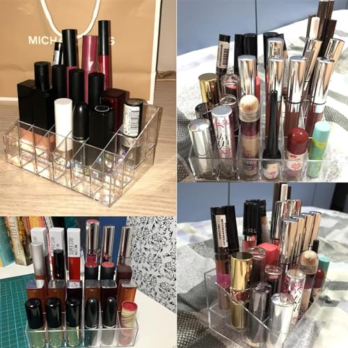 Image of Tecbeauty Lipstick Holder, 24 Slots Clear Lipstick Organizer Acrylic Lipgloss Storage Display, Small