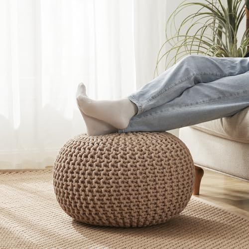 Pouf Ottoman Foot Rest Stuffed – 20” Diameter x 14” Tall Cozy Flo...