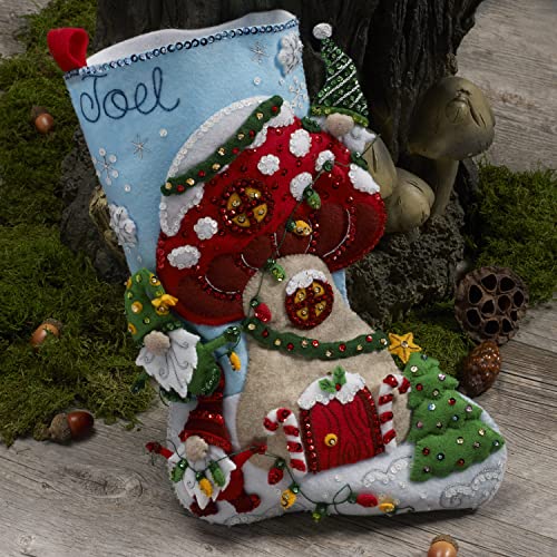 Bucilla, Gnome Christmas 18" Felt Applique Stocking Making Kit, Perfect For Diy Holiday Needlepoint Arts And Crafts, 89473E Gnome For Christmas #TOP1