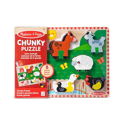 Melissa & Doug 13723 Farm Chunky Puzzle | Puzzles | Wooden Toy | 2+ | Gift Boy Or Girl, Multicolor, 2.54 Cm*30.48 Cm*23.368