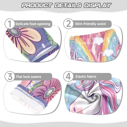 Toddler Girls Leggings Printed Yoga Pants Leggings Unicorn and Flowers Clouds for Kids3