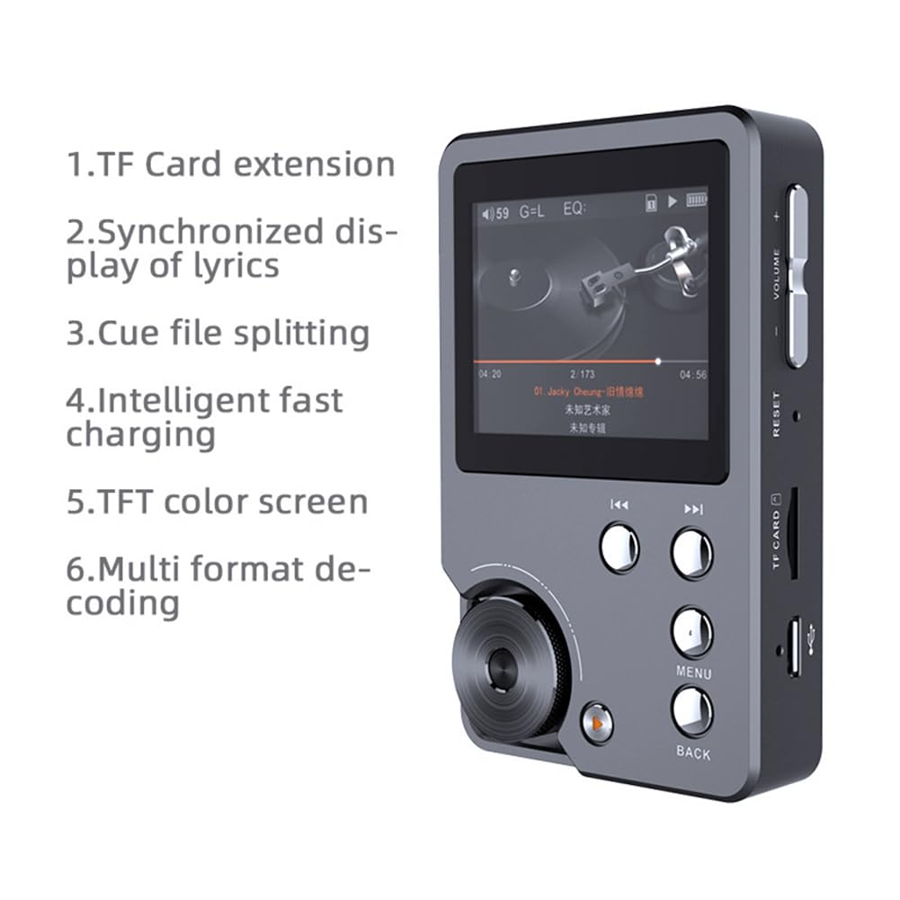 Reproductor de MP3 de Alta Fidelidad Sin Pérdida DSD Reproductor de Música de Audio Digital de Alta Definición Deportes Ampliable hasta 256 GB, 64 GB
