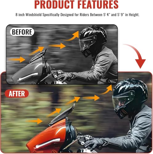 Image of 8 inch Tint Wave Windshield Windscreen Wind Splitter Compatible for Harley Davidson CVO Street Glide FLHXSE 2023-2024, Street Glide FLHX 2024-up (Tint)