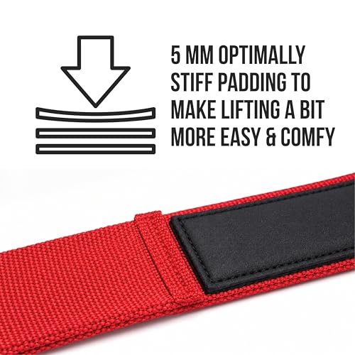 Image of Muscleape Weight Lifting Straps with Padded Wrist Support for Men & Women, Deadlift Straps for Gym, Grip Support Straps for Weightlifting, Pull Ups,Rows & Strength Training. (8 Red)