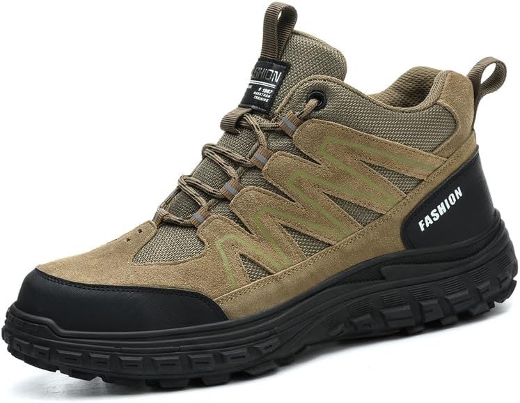 Work Boots for Men,Non Slip Safety Work Shoes,Unbreakable Steel Toe Shoes,Breathable High Top Steel Toe Boots.