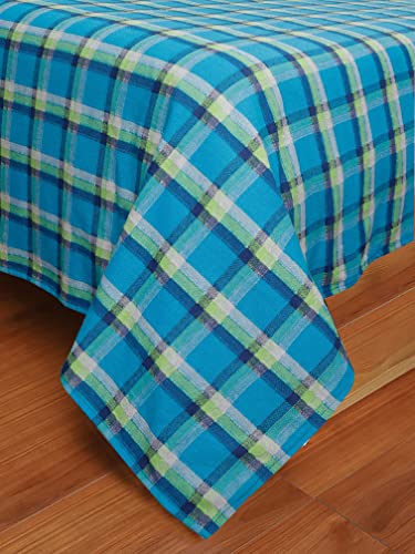 Image of AIRWILL, 200GSM Handloom Cotton Double Bedsheet with 2 Pillow Covers (Iran Dobby Blue)