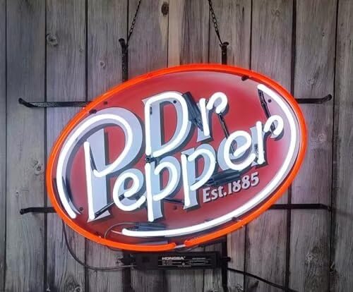Neon Signs Beer Bar Club Compatible For Dr Peppers Beer Glass Neon Signs for Office Hotel Cafe Party Man Cave Neon Light Art Wall Lights 24 X 20 Inches