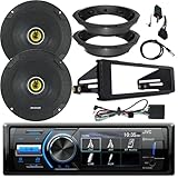for 98-2013 Harley Marine Motorcycle ATV Bike Radio Receiver with Dash Kit, Enrock Antenna with 2X Kicker 6.5' 300W Speakers and Adapters Rings, FLHT FLHTC Touring Kit Install Package