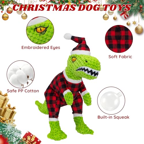 Juguete de peluche de dinosaurio para perros Navidad miniatura 2