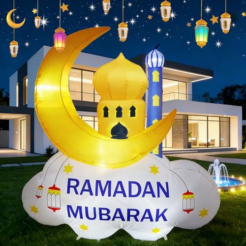 6FT Inflatable Ramadan Moon Muslim Decoration, Waterproof...
