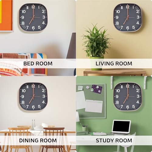 Image of TEKCOOL Plastic Analogue Wall Clock 12 inch Silent Quartz Decorative Wall Clock Non-Ticking Classic Clock Battery Operated Round Easy to Read for Room /Home /Kitchen /Bedroom /Ofice /School.Grey copper'