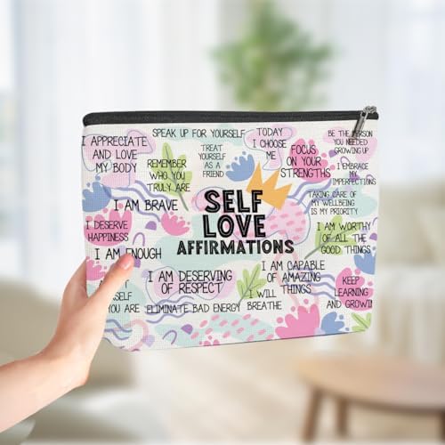 Bolsa de maquillaje con afirmaciones positivas, regalo de amor pr...