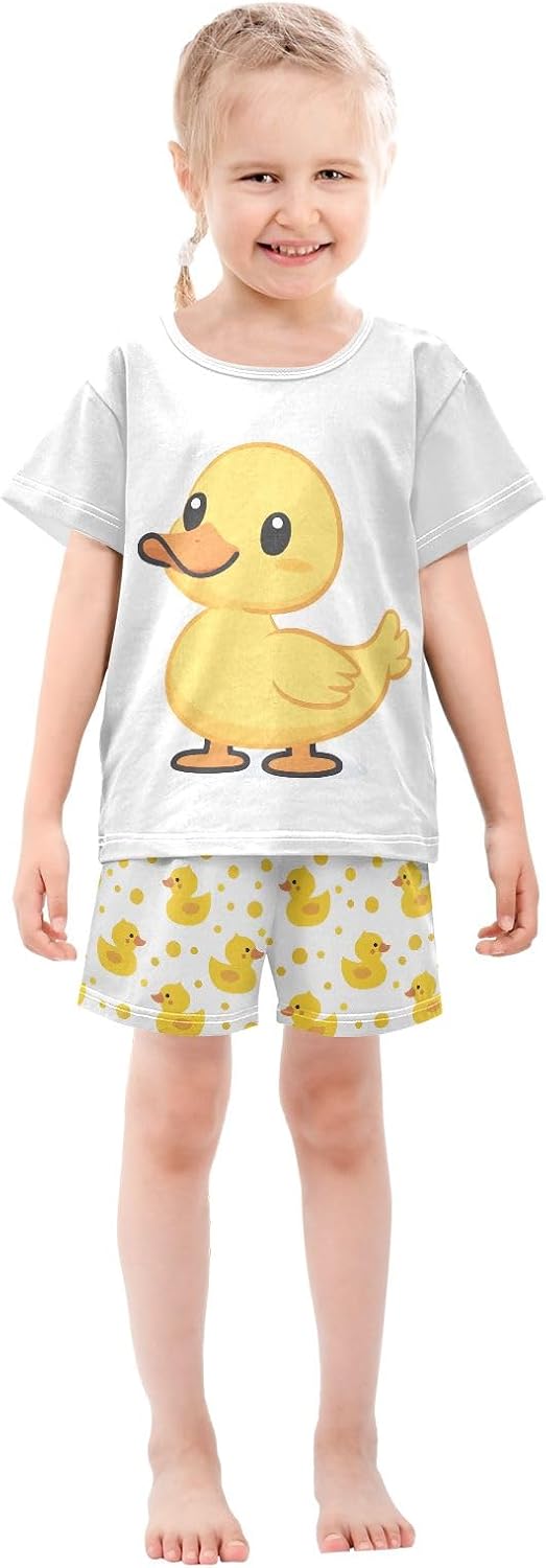 SUABO Capybara Mopping Kids Pjs Set Boys Girls Summer Short-Sleeve Sleepwear Pajamas 2PCS