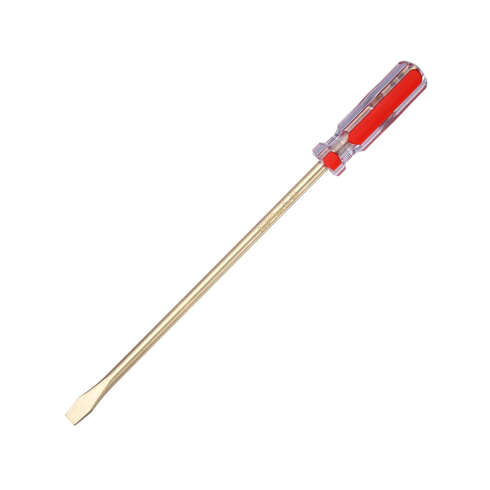 sourcing map Non-Sparking Screwdriver SL9 9x250mm Tip Aluminum Bronze Flat Head Strike Cap Slotted Screwdriver Non-Magnetic for Appliances Repair Improvement, Transparent Red