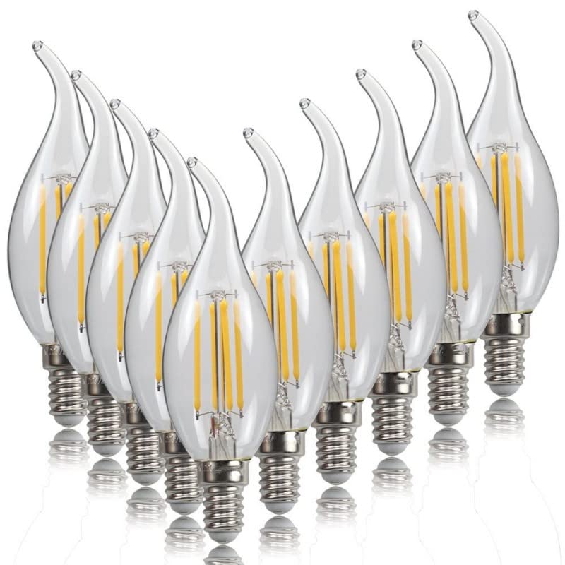 HOGJIM Jiaxu lighting 10pcs AC220/240V E14 LED Bulb 4W 6W Filament Candle Light C35 L35 Edison Bulb Retro Antique Vintage Style Cold White Warm White Household bulbs (Color : White, Size : LW 6w)