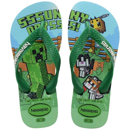 Chinelo Havaianas kids Top Minecraft - Verde Pátria -