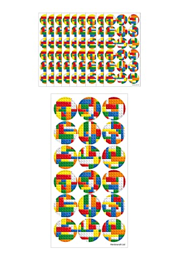HENBRANDT 25mm Brickz Aufkleber, Groß Bausteine Sticker, 180 Stück, Bausteine Sticker Gastgeschenke für Jungen und Mädchen, Kindergeburtstag, Lehrer, Schule, Belohnung, Sammelalbum