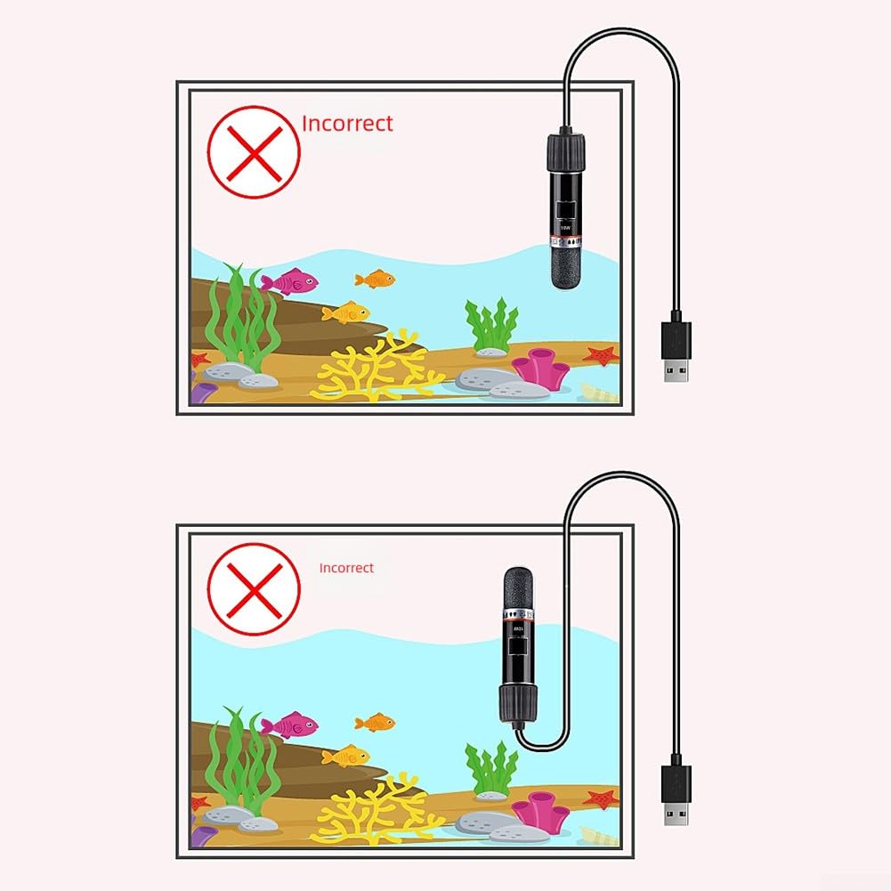 Mini chauffage d'aquarium 8,5 cm 26 °C température constante automatique alimenté par USB 10 W pour petits aquariums