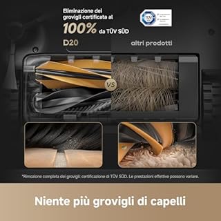 DREAME D20 Robot Aspirapolvere, Aspirazione 13.000 Pa, Doppia Spazzola Antigroviglio, Navigazione LDS, Aspirapolvere e Lavapavimenti 2 in 1, Pavimenti e Tappeti e Moquette,Batteria da 5.200 mAh,Bianco