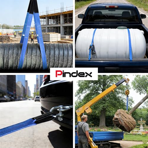 Pindex 2x lifting slings 1 Tonne 1.8 M, Webbing Lifting Cargo Sling Straps Max 4000 kg for Winch, Crane, Garage, Roadside Recovery, Blue - Image 6
