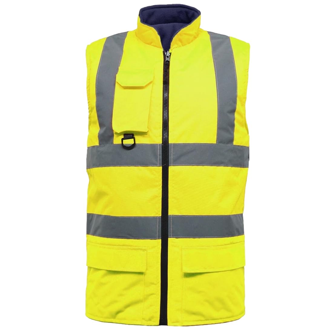FASHIONISM Gilet sans manches haute visibilité unisexe doublé polaire réversible haute visibilité réfléchissant Gilet robuste